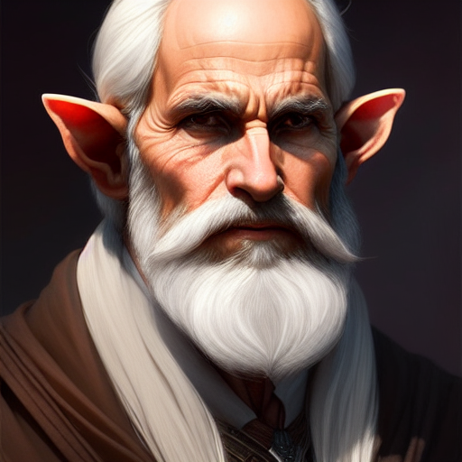 guillemsanchez thin old elf with a very long white beard