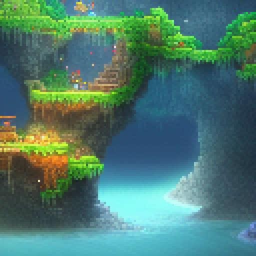 addison Terraria Atlantis underwater biome, lowing water and rock