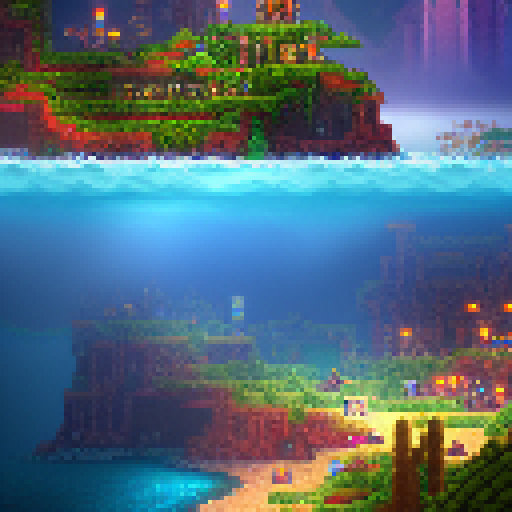 addison Terraria Atlantis underwater biome, lowing water and rock
