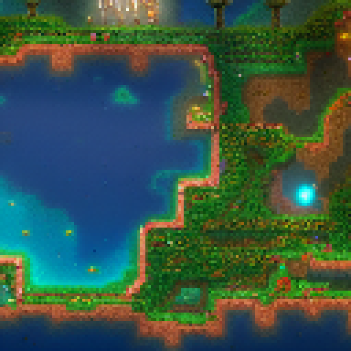 addison Terraria Atlantis underwater biome, lowing water and rock