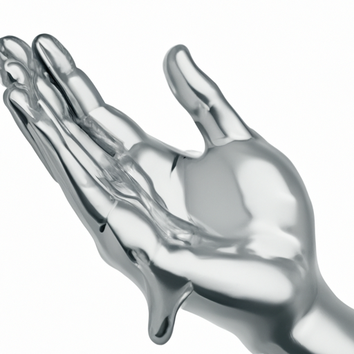 victorou Liquid metal open hand palm facing up