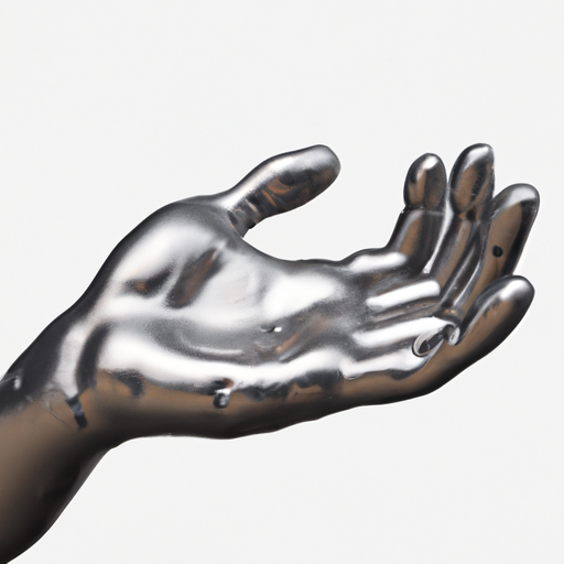 victorou Liquid metal open hand palm facing up