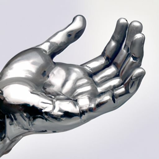 victorou Liquid metal open hand palm facing up