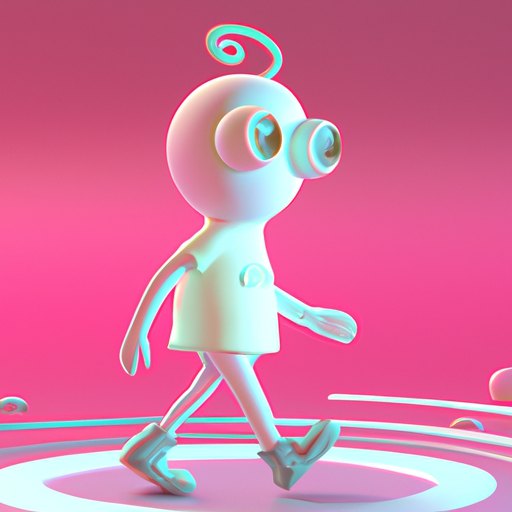 даниилкарташов: Animated cute character similar to cartoon characters.  Walking on an alien planet. The colors of the palette are pastel and chalk.  Gentle to...