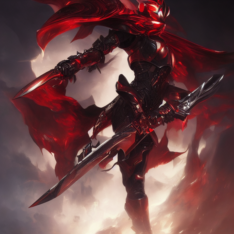 mechapixel: Demon with black armor overpower and sword with red mask