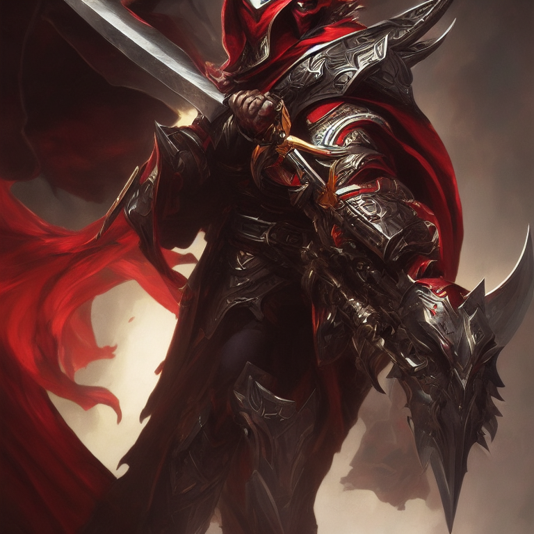 mechapixel: Demon with black armor overpower and sword with red mask