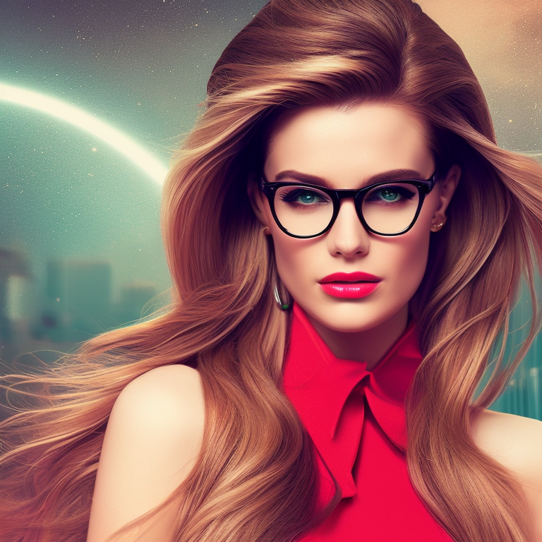 osamaradi: A beautiful blonde Sad girl with glasses and a short red dress  With freckles on the face and green eyes With a city background and very  long hair sexy girl naked