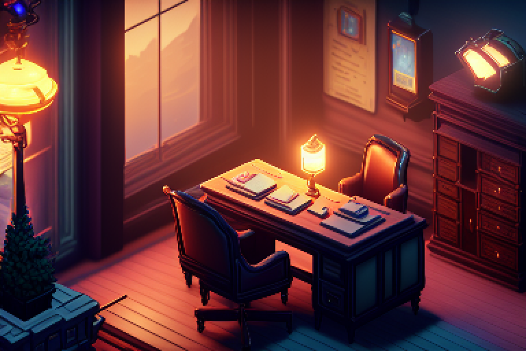 sethmillstein the inside of a detective agency in the 1940s, desk and