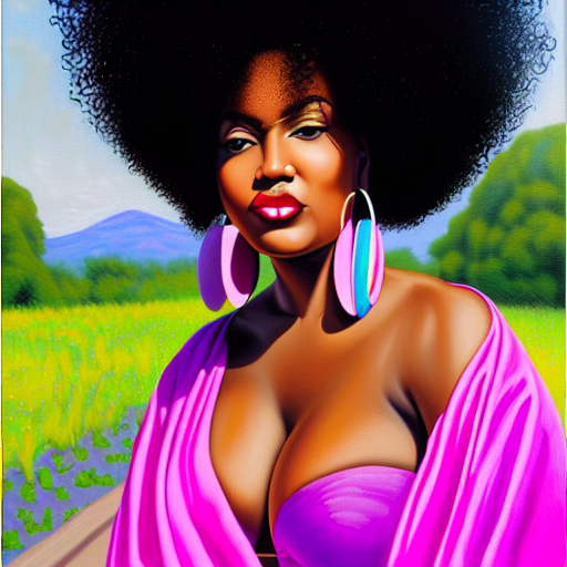 delledison: beautiful black woman, curly afro, large breasts
