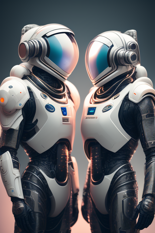robot astronaut and human astronaut, Muted colors, Detailed, 8k