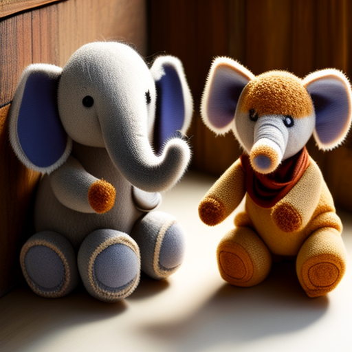 jeremyt: An elephant string puppet and a donkey string puppet sit