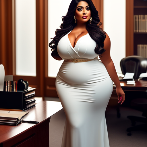 teecruise: Professional Attractive Full Figured Busty Voluptuous Latina  Lady With Long Hair Wearing Elegant Dress Showing Ample Cleavage in Her  Office Settings.