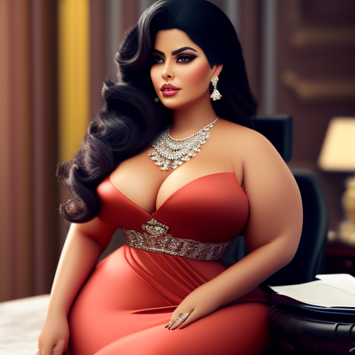 teecruise: Very Realistic Photo Of a Busty Voluptuous Latina Lady In Her  Office Wearing Attractive Dress Showing Ample Cleavage.