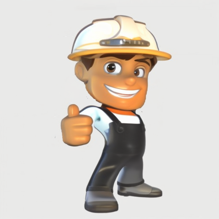 fearful-rook483: a bricklayer, adult, happy, wearing overalls, with a  builder's hat, with two arms