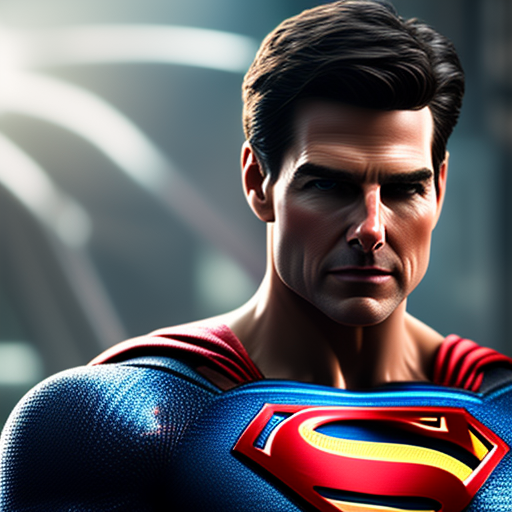actor tom cruise is superman, wearing superman suit, precise face, Color palette, 8k super realistic, Intricate details, 3d octane rendering, Detailed, Realistic, Ultra realistic, Hyper detailed, cyberpunk armor with parts biomechanic and exosuit, hyper realistic texture, incredibly perfect, incredibly majestic in its complexity, surreal textures, otherworldly photorealism, 8k rendering, lumion 6 rendering, natural autumn sunlight, perfect body
