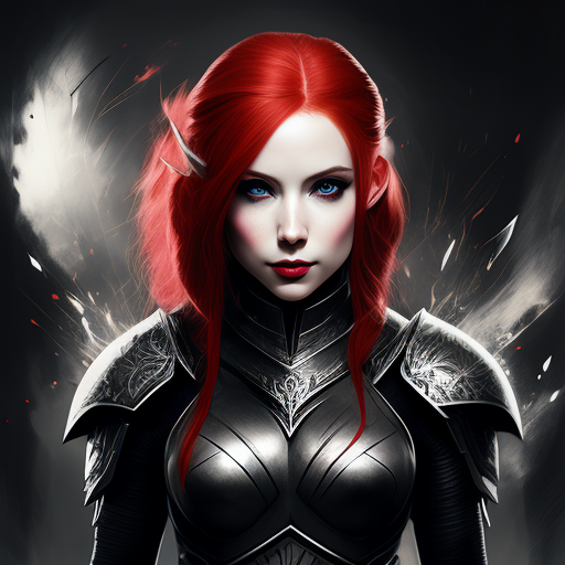utilized-fly97: Red-haired woman, pale skin, elf, war hammer, plate ...