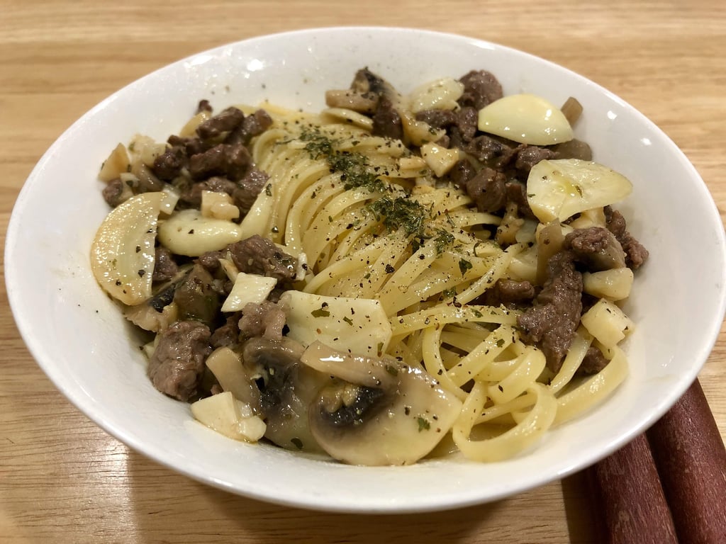 A simple hearty pasta dish with ground beef