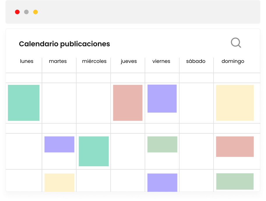 Calendario de publicaciones organizado por semana
