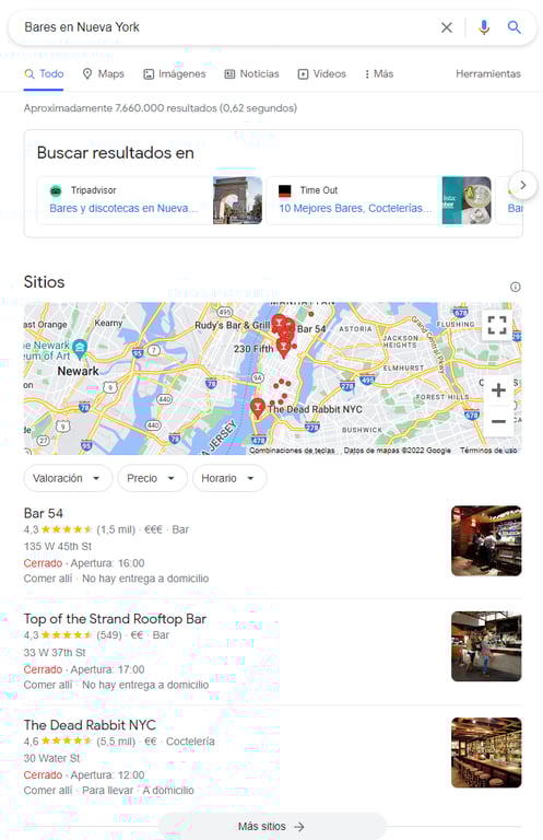 Ocupando así más espacio y notoriedad como se puede ver en este ejemplo de local pack: