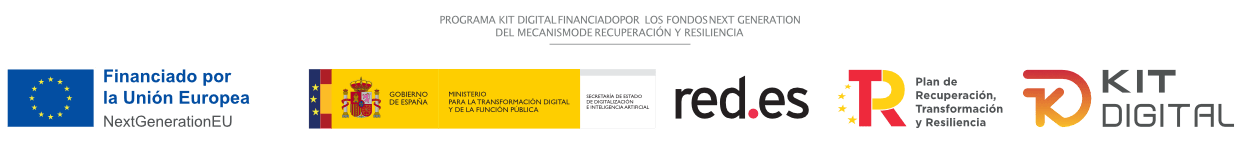 Kit Digital programme, Funded by the European Union NextGenerationEU, Government of Spain, Red.es, Recovery, Transformation and Resilience Plan