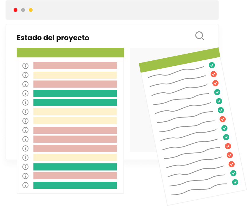 Estado del proyecto con checklist de cumplimiento
