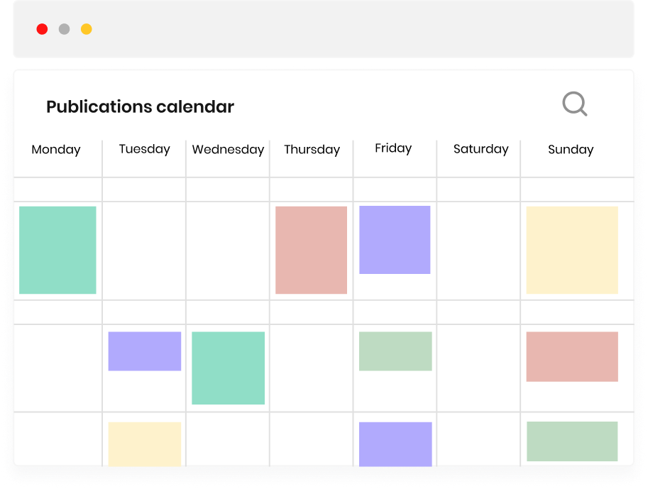 Weekly editorial calendar