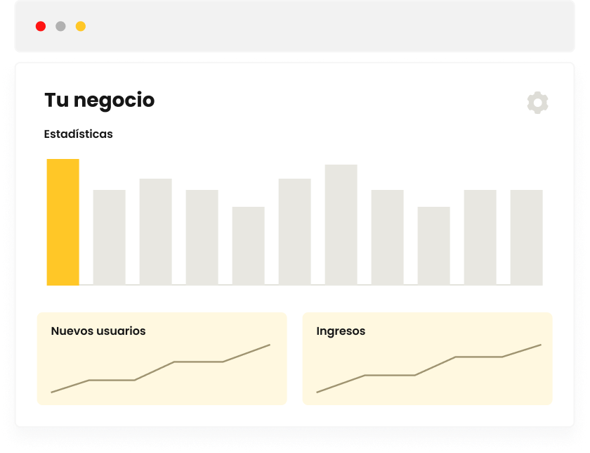 Dashboard con estadísticas del negocio y gráficos