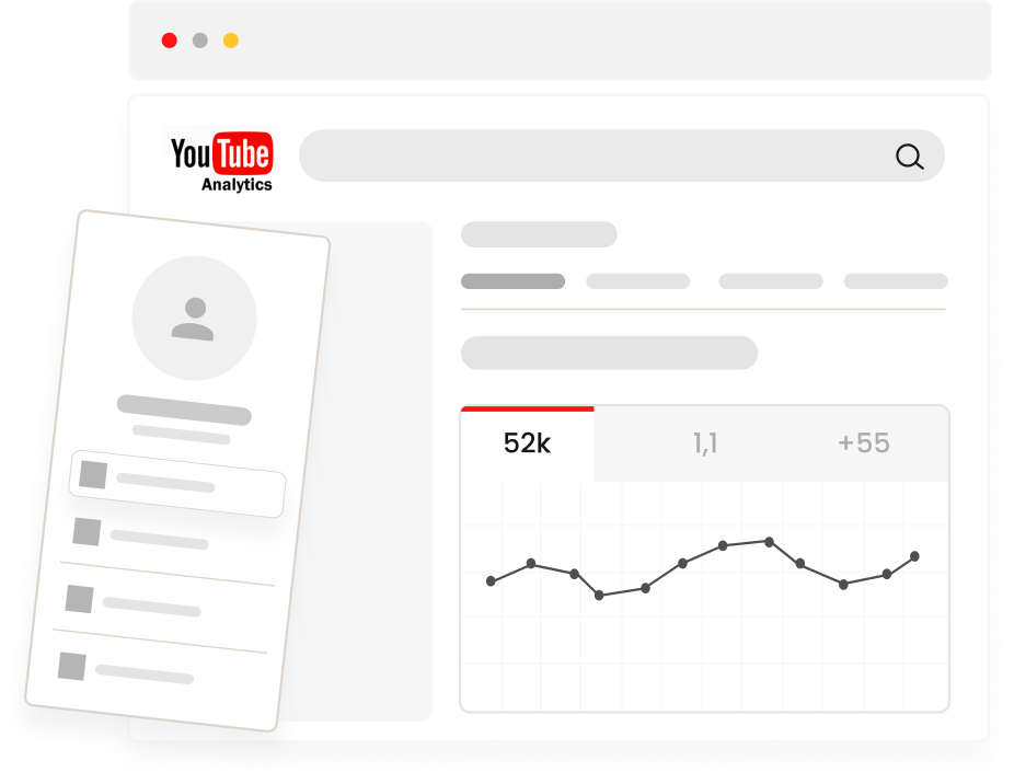 YouTube Analytics dashboard with channel metrics