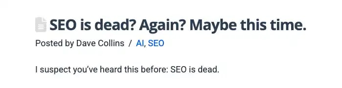 David Collins SEO is dead