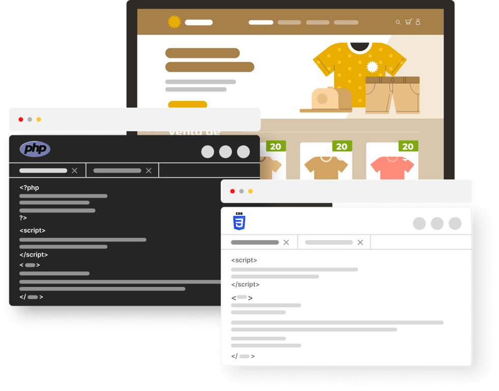 Example of custom web development with ecommerce and PHP code