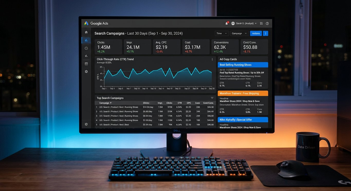 Google Ads spy tool. Analyze competitor campaigns with AI