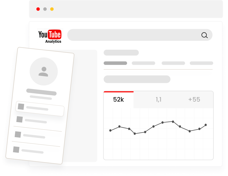 YouTube Analytics dashboard con métricas del canal