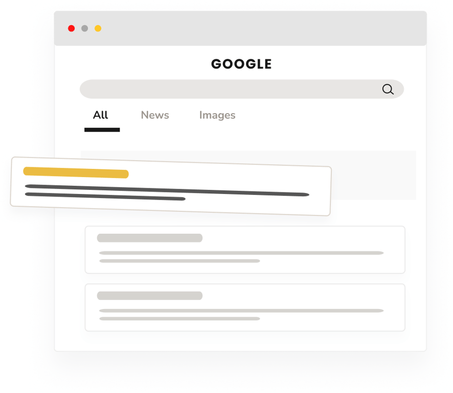 Organic results on Google