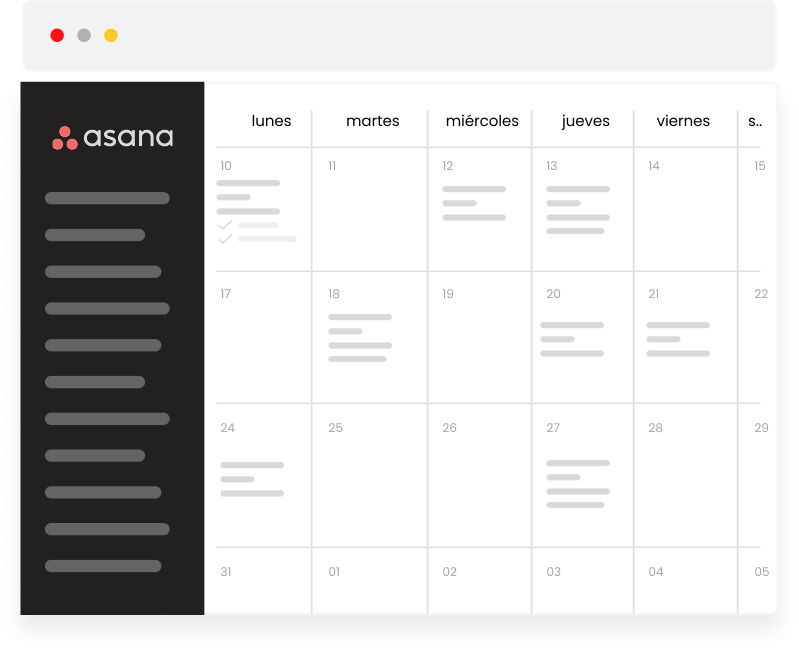 Calendario Asana de planificación