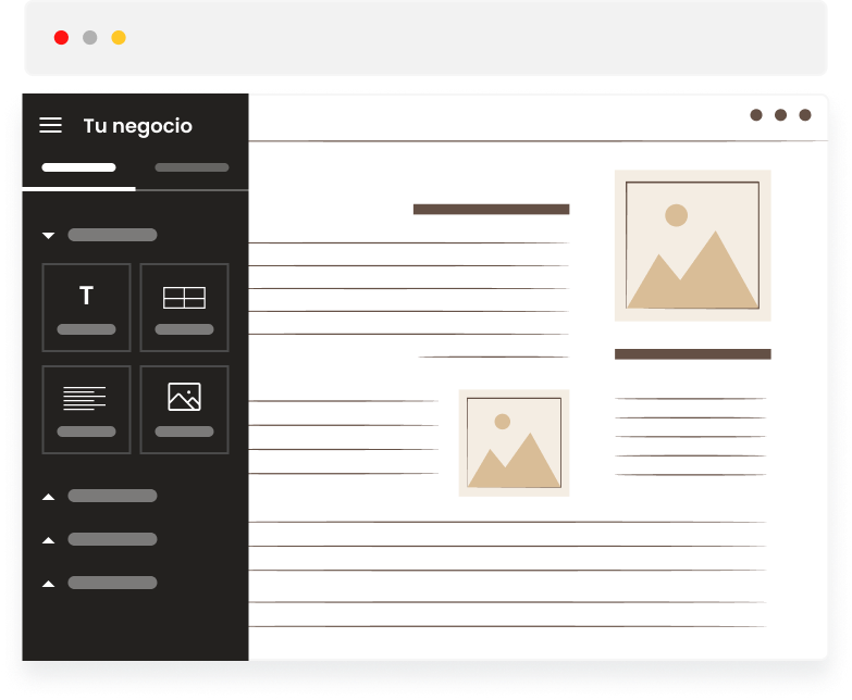 Editor visual de WordPress con el bloque 'Tu negocio'