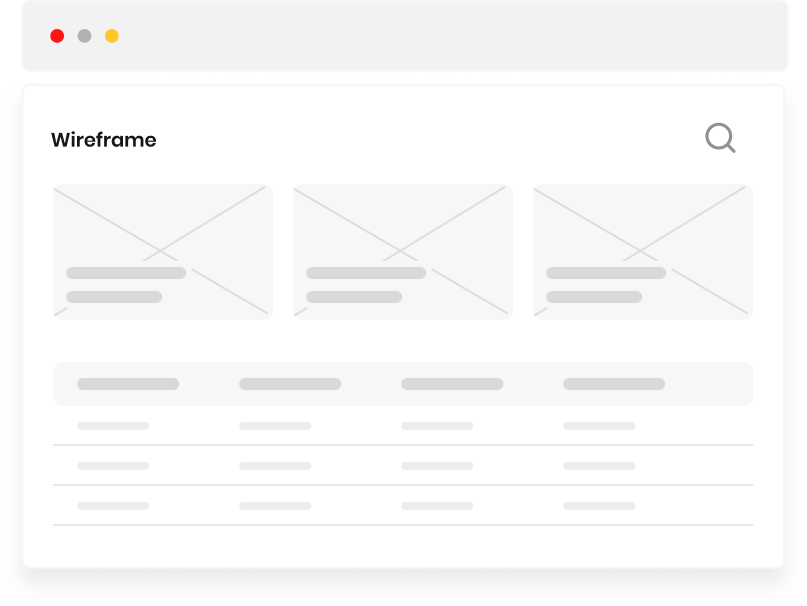 Interactive prototype with wireframes and mockups