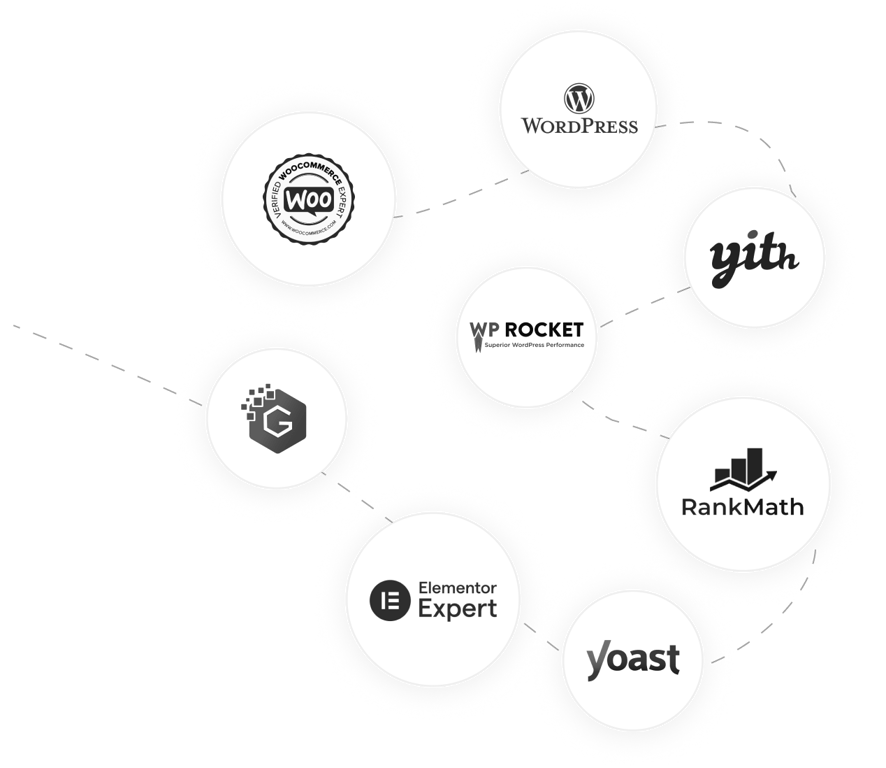 Herramientas WordPress: WooCommerce, Yith, WP Rocket, Elementor Expert, Yoast, RankMath, GeneratePress