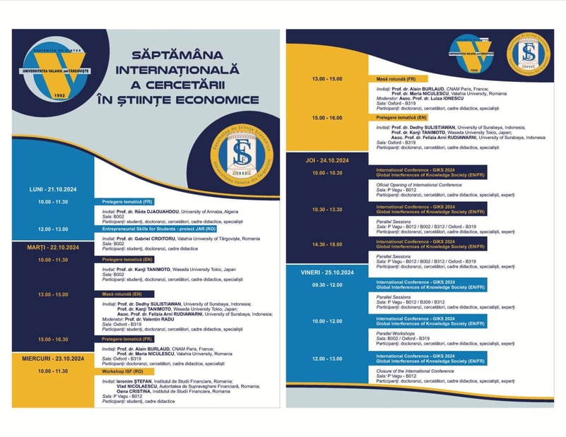 “Săptămâna Internațională a Cercetării în Științe Economice”, în perioada 21 – 25 octombrie, la UVT