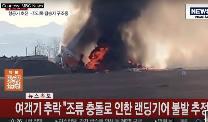 VIDEO Un avion s-a prăbușit în sud-vestul Coreei de Sud / Până în prezent s-a confirmat decesul a 85 de persoane