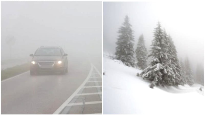 Trafic în condiții de ceață, în Vrancea și alte trei județe; viscol în zona de munte (HARTĂ)