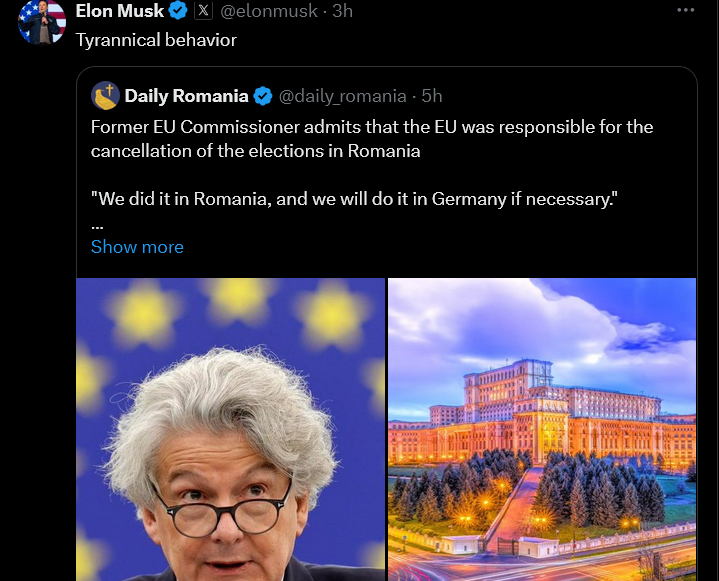 Mesajul lui Musk despre dictatura din România recepționat de peste 8 milioane de oameni