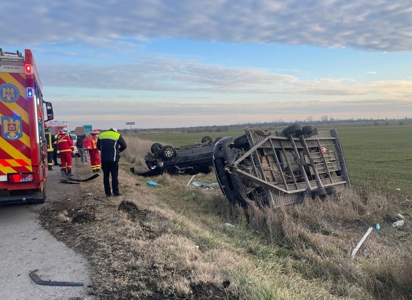 Accident rutier în lanț pe A1, trei victime transportate la spital