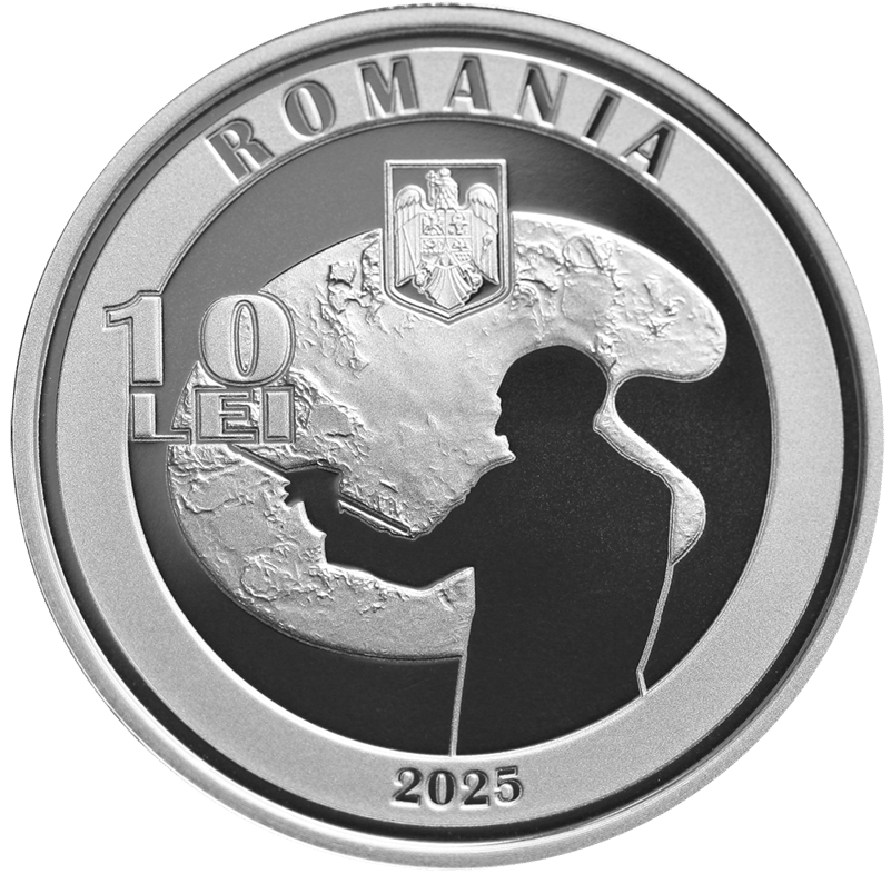 Monedă de argint dedicată pictorului Camil Ressu