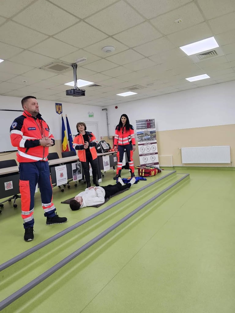 Lecție de prim ajutor predată de personalul de la Ambulanța elevilor din Pucioasa