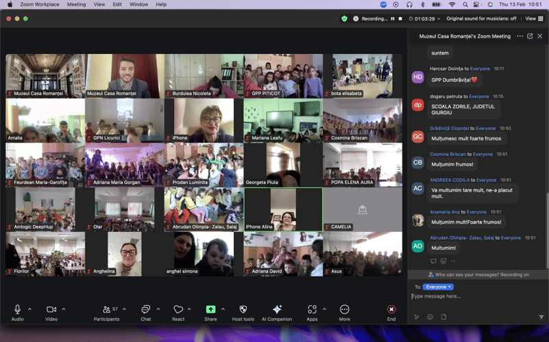 Preșcolari din opt județe și din Basarabia, în vizită online la Muzeul „Casa Romanței”
