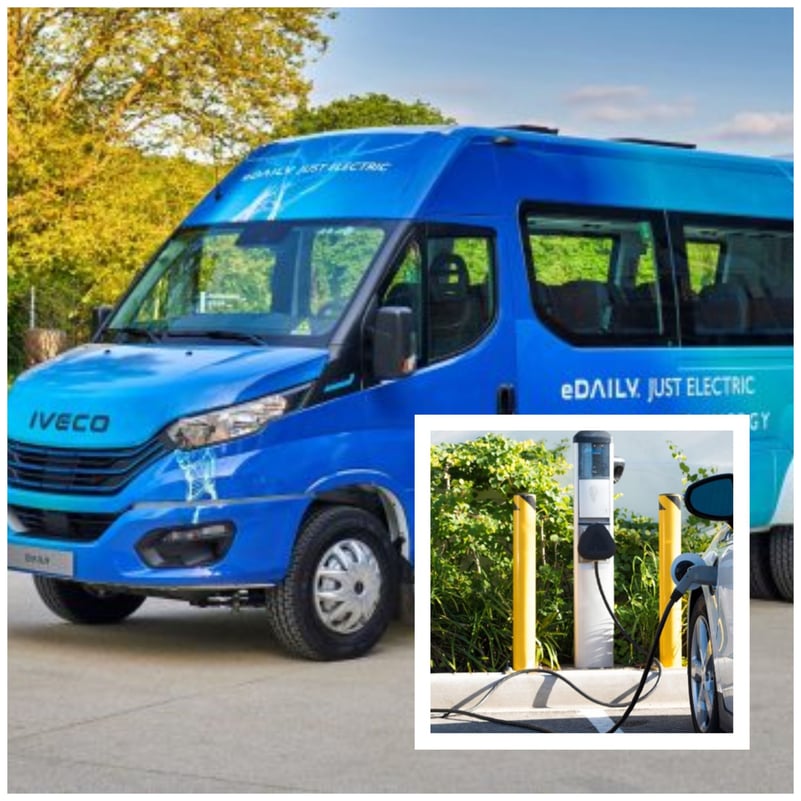 Microbuz electric și stații de încărcare a mașinilor electrice la Soveja