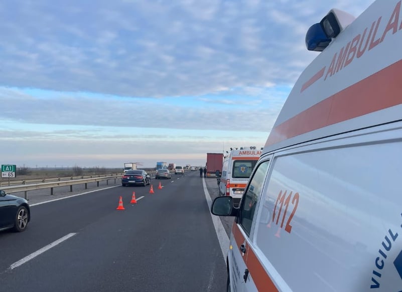 Incendiu la un autocamion pe A1