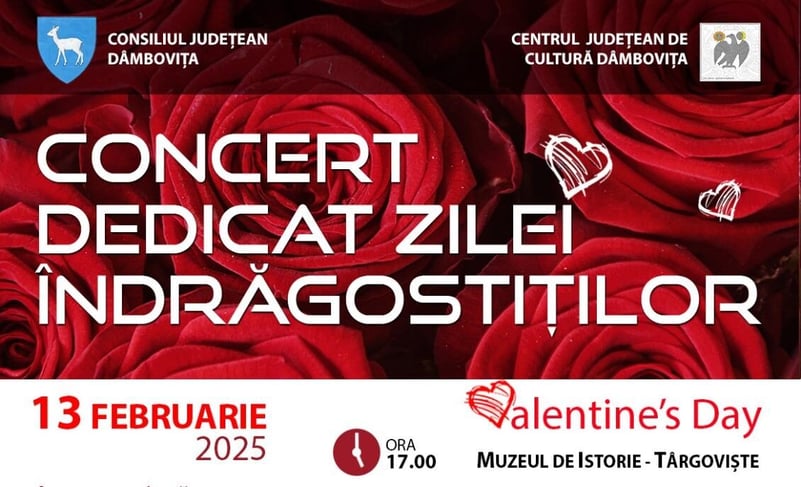 Pe 13 februarie, iubirea este sărbătorită prin muzică, la Muzeul de Istorie din Târgoviște