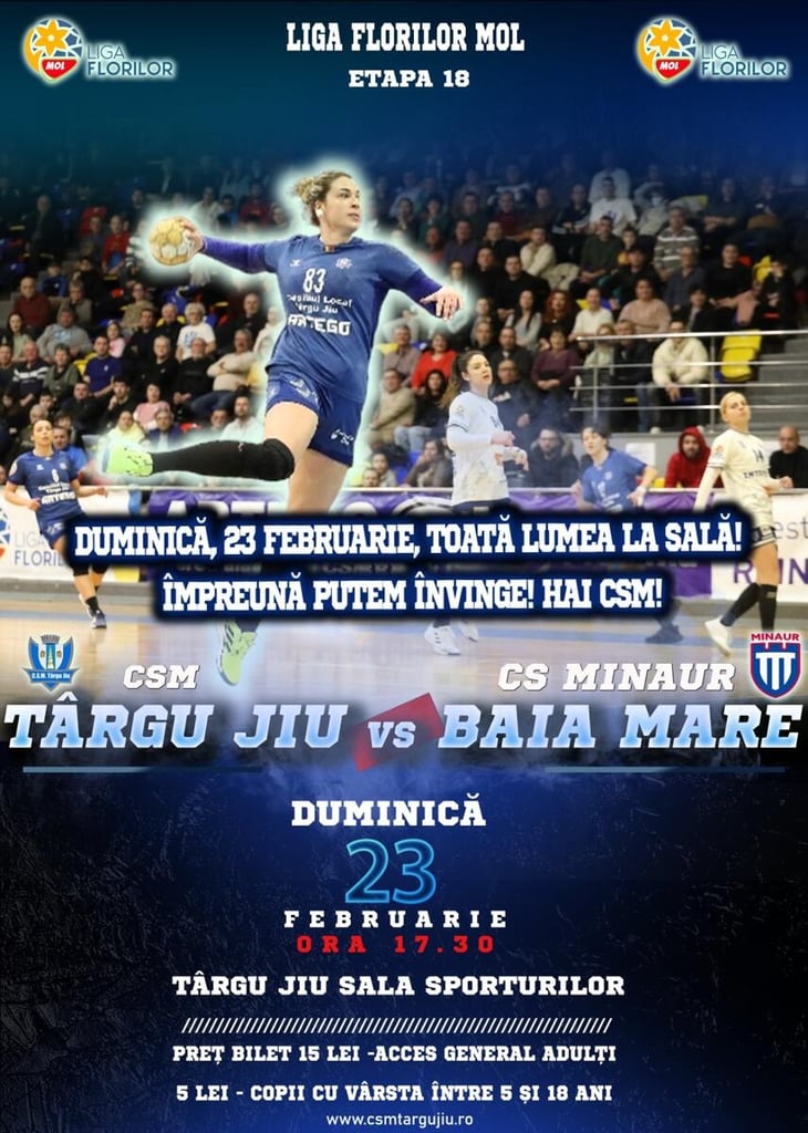 CSM Târgu Jiu joacă în weekend cu Minaur. Cum se pot procura biletele!