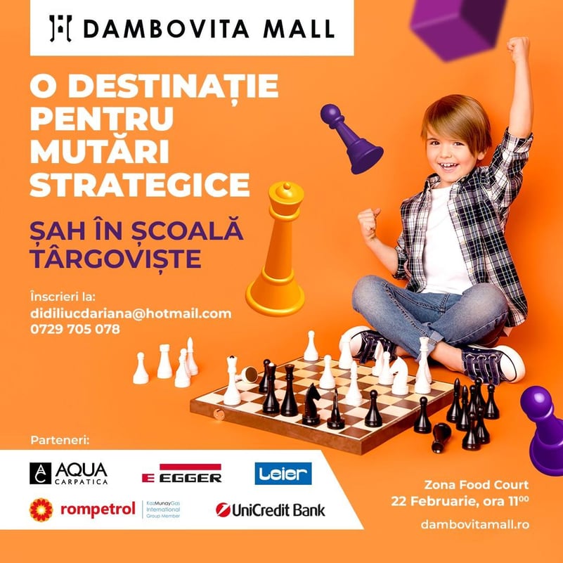 Dâmbovița Mall devine sâmbătă destinația perfectă pentru copiii pasionați de șah